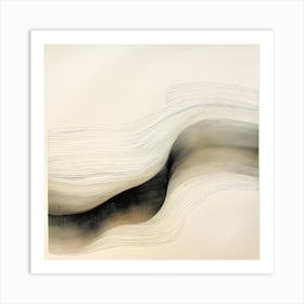 Abstract Organic Minimalist Black Waves 5 Art Print