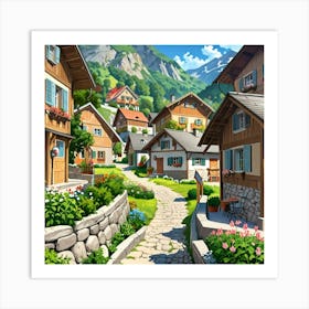 Village In The Mountains 9 Art Print