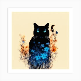 Black Cat With Blue Eyes Art Print