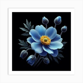 Blue Anemone Flower 1 Art Print