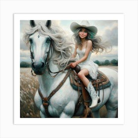 Cowgirl On A Horse 1 Art Print