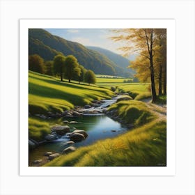 Stream In A Valley Art Print