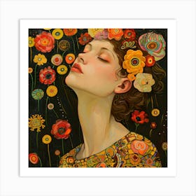 Floral Reverie: A Tribute to Klimt's Garden Art Print