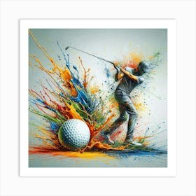 Golfer With Golf Ball Art Print