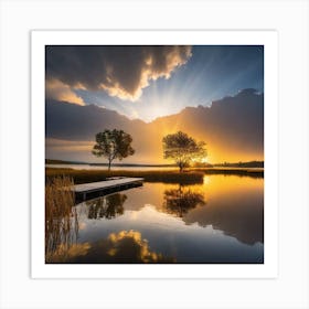 Sunset Over Lake 7 Art Print