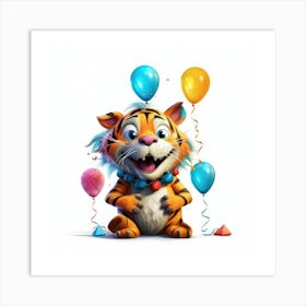 Birthday Tiger 4 Art Print