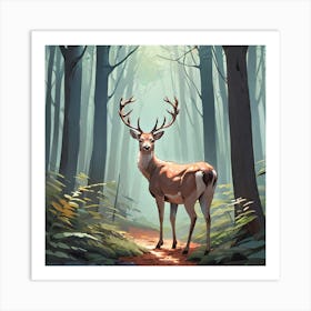 Deer In The Woods 14 Art Print