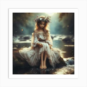 Fairy Girl In Water Art Print