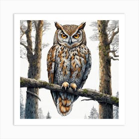 Owl In The Woods 57 Art Print