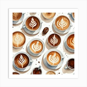 Seamless Pattern Of Coffee Art Print