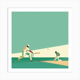 Cricket Player In Action Art Print