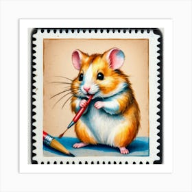 Hamster With Pencil Art Print