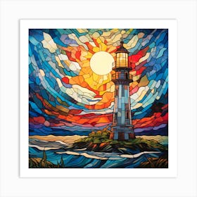 Maraclemente Stained Glass Lighthouse Vibrant Colors Beautiful 1 Art Print