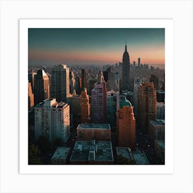 New York City At Sunset 1 Art Print