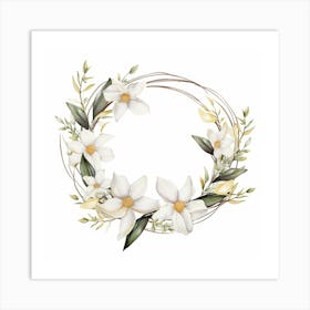 Magnolia Wreath 2 Art Print