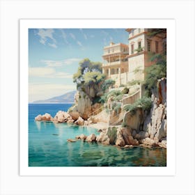 Monet's Vision: Shimmering Seaside Charm Art Print