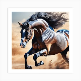 Horse Running In The Desert 3 Art Print