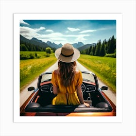 Vacation Drive Journey Tour Tourism Drone Route Enjoy People Happy Friends Female Down S (1) Art Print