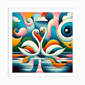 Two Swans Art Print