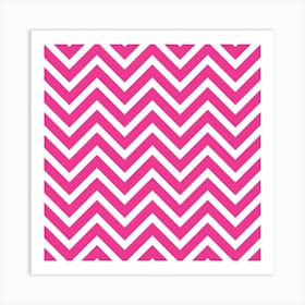 Chevron Pattern Zigzag Design Pink White Art Print