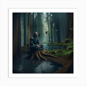 Meditation In The Forest 1 Art Print