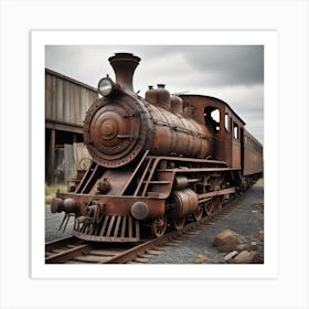 Old Rusty Train Created using Imagine AI Art Art Print