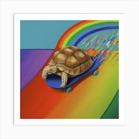 Turtle On A Skateboard Art Print