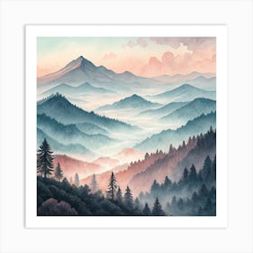 Sunrise Over The Mountains  Art Print