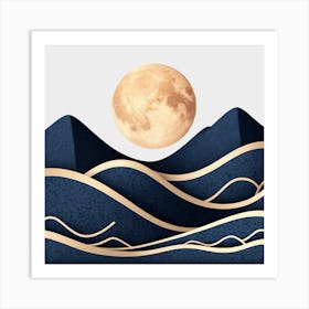 Moon And Waves 72 Art Print