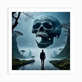 Man In Front Of A Skull Art Print