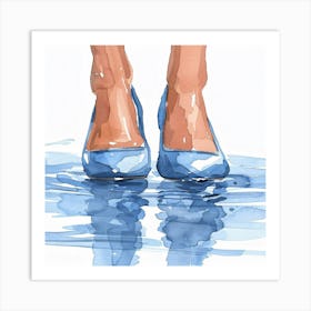 Blue Shoes In Water Art Print