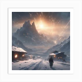 Snowy Mountain Scene Art Print