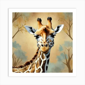 Abstract Pattern Of A Giraffe With Its Head In The Tress art print 1 Art Print