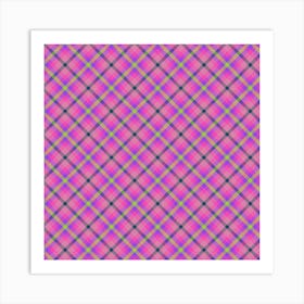 Pink Plaid Fabric 5 Art Print