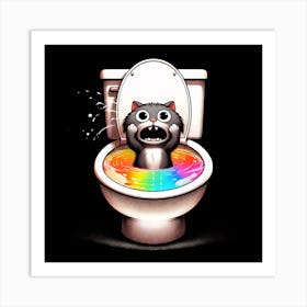 Cat In The Toilet 9 Art Print