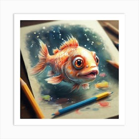 Goldfish Drawing 8 Art Print