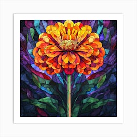 Flowers Stained Glass Sublimation 3 Art Print