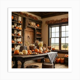 A Traditional Corner Of An American Farmhouse During The Late Autumn Season With An Overhead Vintage (5) Art Print