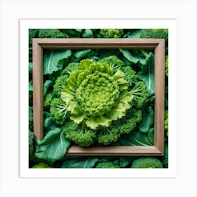 Green Broccoli In A Frame 2 Art Print