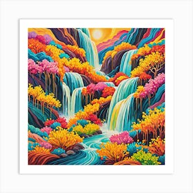 Waterfall Painting 3 Art Print