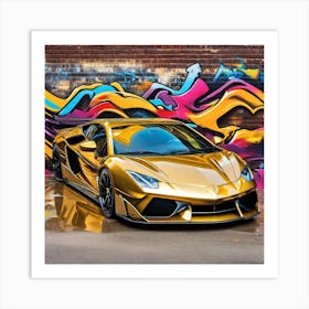 Gold Lamborghini 2 Art Print