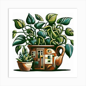 House In A Pot Art Print