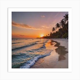 Setting Sun by the Beach Art Print