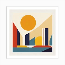 Sunny Day, Geometric Abstract Art, Poster Vintage 1 Art Print