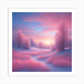 Pink Landscape With Trees Art Print