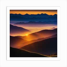 Sunrise In The Mountains 1 Art Print