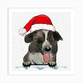 Aidi Atlas Mountain Christmas Santa Hat Dog Matching Family Art Print