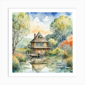 House On The Pond Art Print