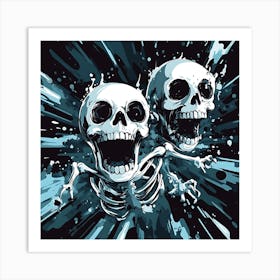 Spooky Halloween Skeleton Emojis Artwork 10 Art Print