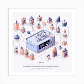 Isometric Illustration Of A Perfume Dispenser Art Print